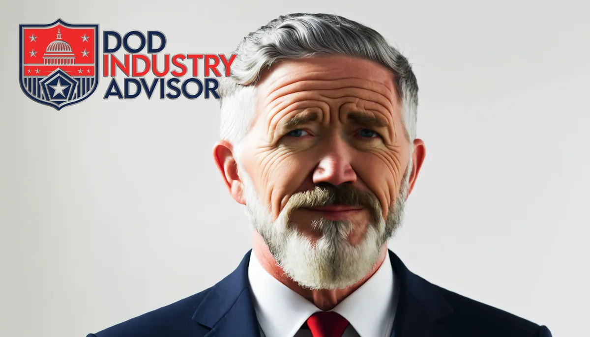 Stylized portrait of Rep. Thomas Massie (KY-04) over a white background with the DoD Industry Advisor crest